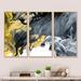 Mercer41 Black & Gold Creative Abstract - Modern Framed Canvas Wall Art Set Of 3 Canvas, Wood in Black/Gray/Yellow | 28 H x 36 W x 1 D in | Wayfair