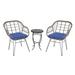 Bay Isle Home™ Mortensen 3 Piece Rattan Seating Group w/ Cushions Synthetic Wicker/All - Weather Wicker/Wicker/Rattan in Blue | Outdoor Furniture | Wayfair