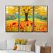 Winston Porter Beautiful Autumn Yellow Tree - Floral Framed Canvas Wall Art Set Of 3 Canvas, Wood in White | 20 H x 36 W x 1 D in | Wayfair