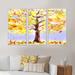 Winston Porter Autumn Tree Phography Artwork - Floral Framed Canvas Wall Art Set Of 3 Metal in Yellow | 32 H x 48 W x 1 D in | Wayfair