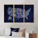 17 Stories United States Blue Vintage Map - Maps Framed Canvas Wall Art Set Of 3 Canvas, Wood in White | 28 H x 36 W x 1 D in | Wayfair