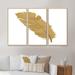 Dakota Fields Glam Pure Gold Feather II - Traditional Framed Canvas Wall Art Set Of 3 Metal | 32 H x 48 W x 1 D in | Wayfair