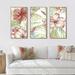 Bay Isle Home™ Hibiscus Paradise - Cottage-Floral Framed Canvas Wall Art Set Of 3 Metal in Brown/Green/Red | 32 H x 48 W x 1 D in | Wayfair