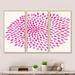 George Oliver Pink Burst - Mid_Century_Modern Framed Canvas Wall Art Set Of 3 Metal in Pink/White | 32 H x 48 W x 1 D in | Wayfair