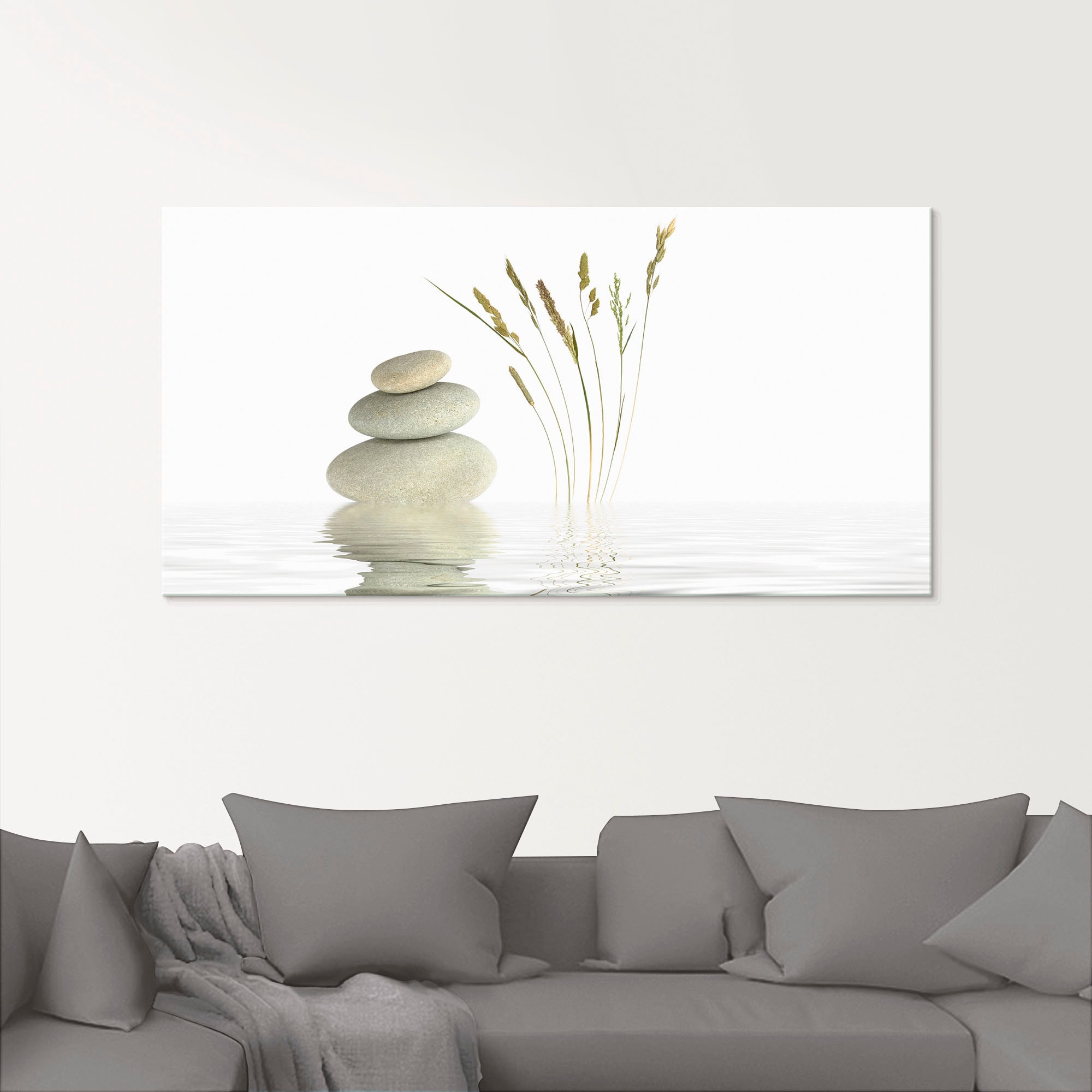 Glasbild ARTLAND "Zen Friede", weiß (farbe bild(er): weiß), B:60 H:30, Bilder, in verschiedenen Größen Image
