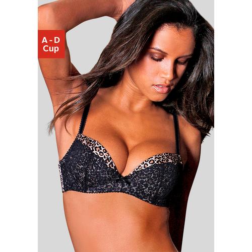 Push-up-BH LASCANA Gr. 80, Cup D, bunt (leo, bedruckt) Damen BHs BH Bügel-BH Hochzeitsdessous Hochzeitswäsche Push-up-BH Spitzen-BH Spitzenwäsche Balconette-BH Balconette-BHs mit Leoprint, sexy Dessous