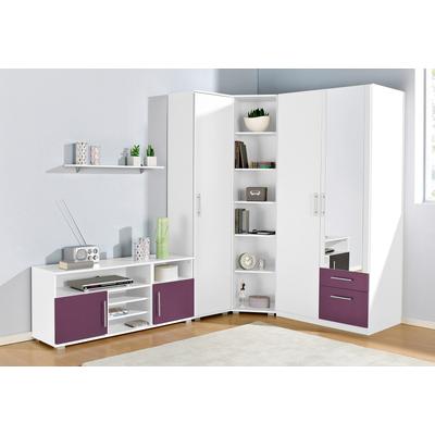 Jugendzimmer-Set PRIESS, lila (weiß, brombeer), mit 2-trg. Kleiderschrank, Schlafzimmermöbel-Sets