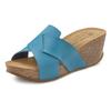 Pantolette LASCANA, Damen, Gr. 41, blau (türkis), Obermaterial: 100% Lederimitat. Futter: 100% Rindsleder. Decksohle: 100% Rindsleder. Laufsohle: 100% Synthetik, unifarben, casual, Schuhe Pantolette, Mule, Sandale, offener Schuh mit Korkfußbett und...