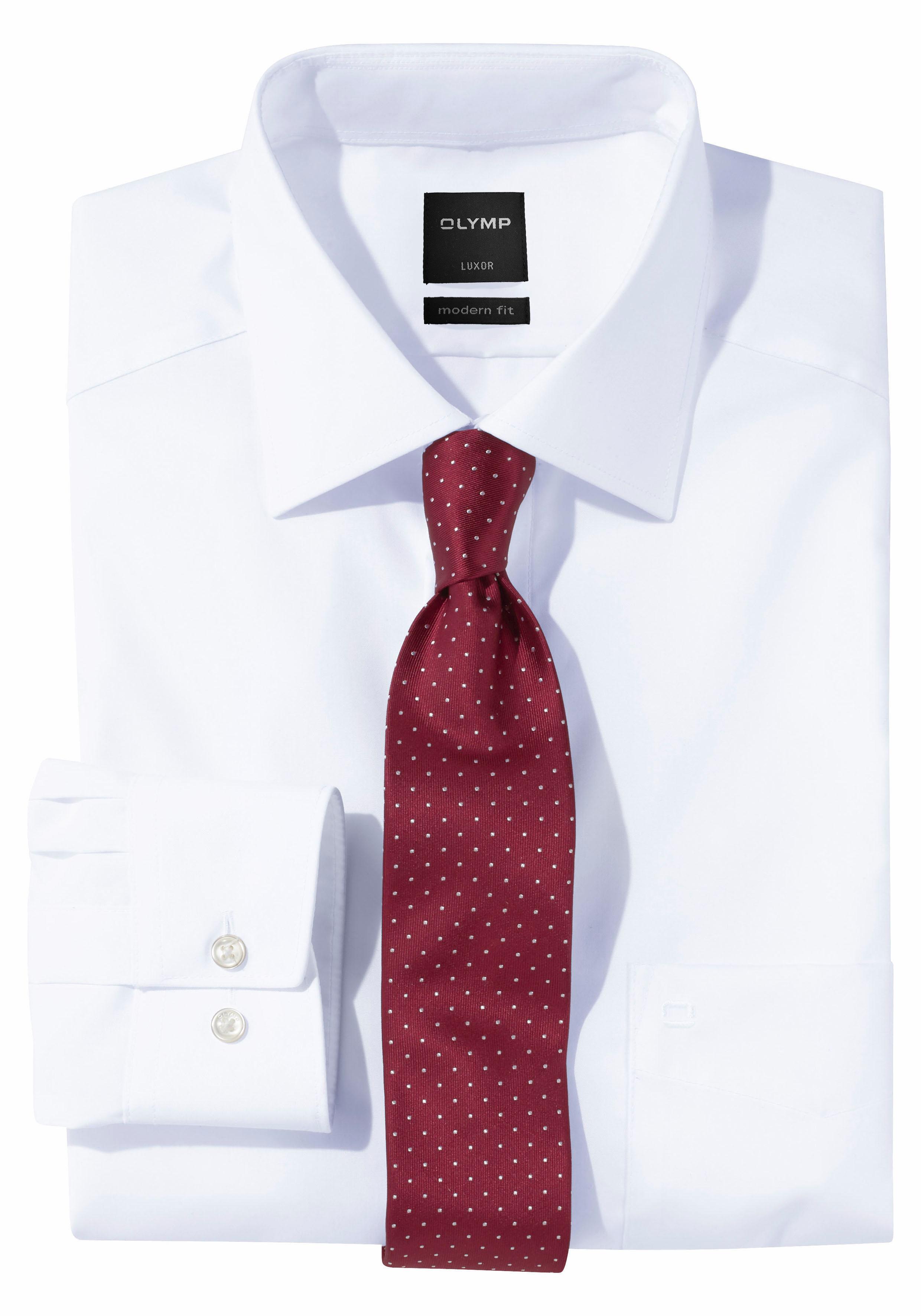 Businesshemd OLYMP "Luxor modern fit", Herren, Gr. 44, N-Gr, weiß, Obermaterial: 100% Baumwolle, unifarben, tailliert, verstellbar eckige 1-Knopf-Manschette mit Knöpfen, Hemden, Bügelfrei, Topseller Image
