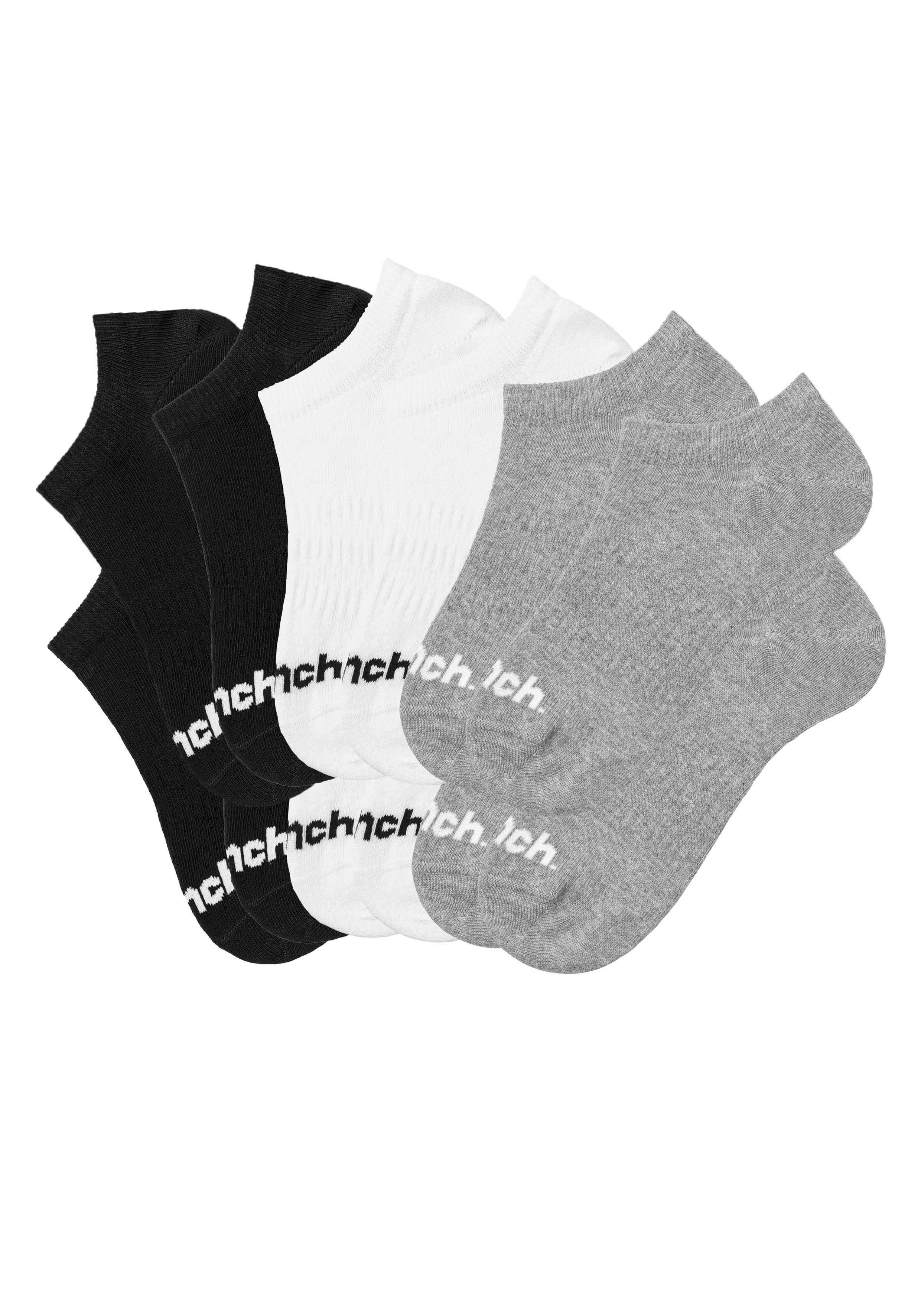 Sportsocken BENCH., Damen, Gr. 47-48, schwarz-weiß (4x schwarz, 4x weiß, 4x grau, meliert), Baumwollmischung, unifarben, elastisch, Socken, Sneakersocken verschwinden im Schuh Image