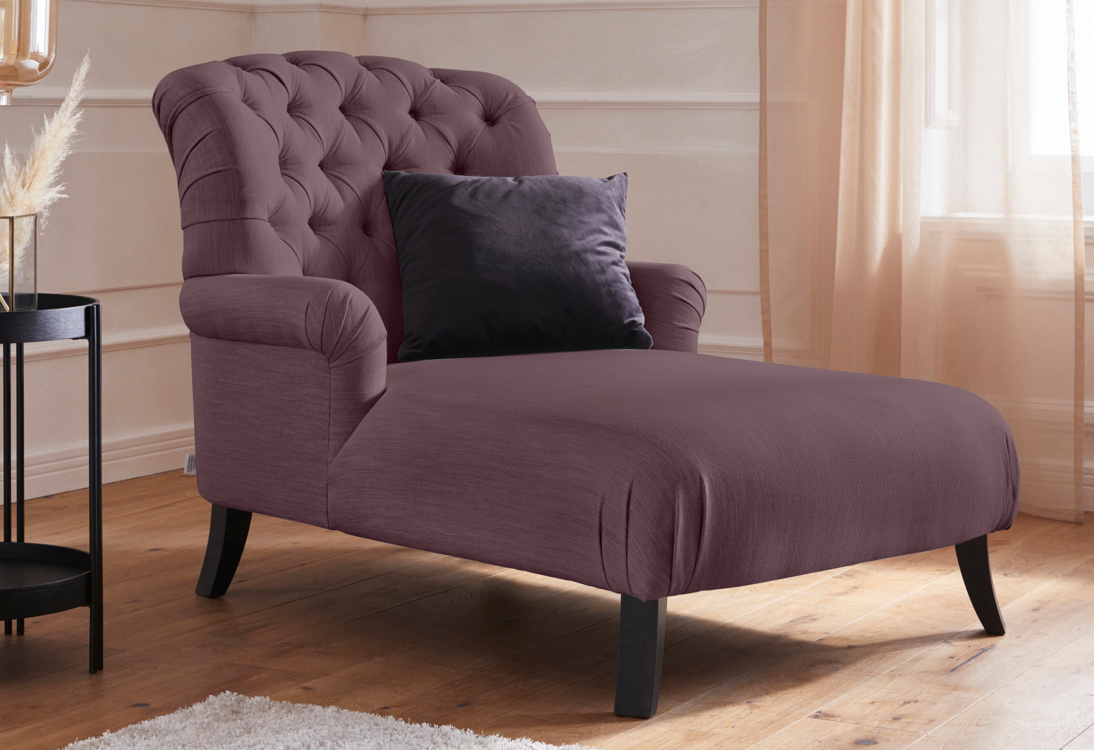 Loveseat HOME AFFAIRE "Amiens Sessel Loungesessel", lila (beere), B:93cm H:94cm T:144cm, Struktur fein (100% Polyester);Samtoptik (100% Polyester), Sessel, mit wunderschöner Knopfheftung im Rücken