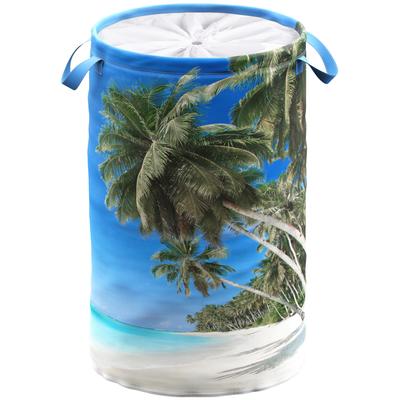 Wäschekorb SANILO "Karibik", blau, H:55cm Ø:37cm, Polyester, Wäschesammler Image