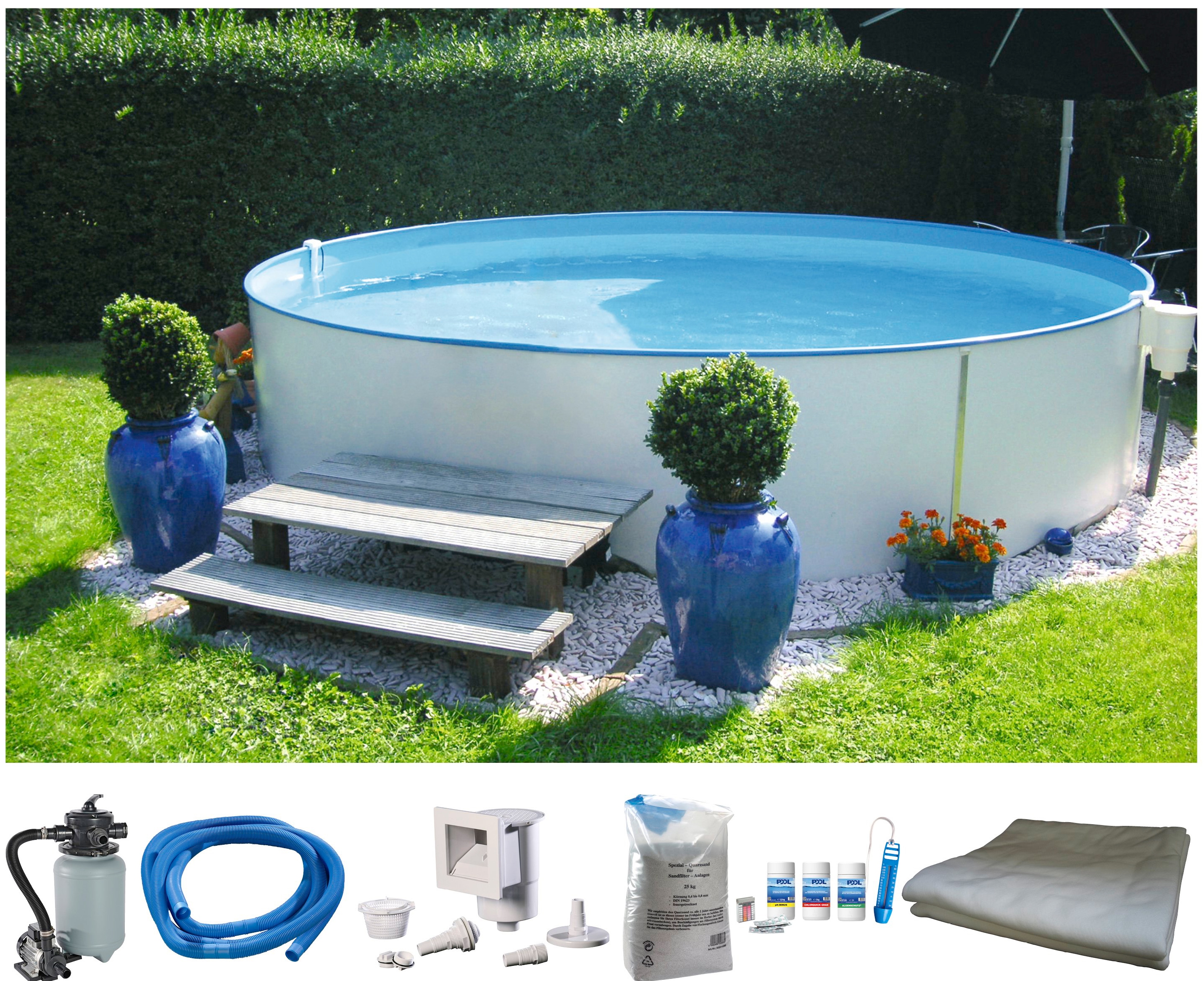 Rundpool MY POOL BWT "PREMIUM inkl. umfangreichem Zubehör", weiß, H:120cm Ø:600cm, Schwimmbecken, Höhe 120 cm, in verschiedenen Größen erhältlich Image
