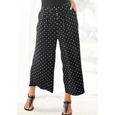 Culotte LASCANA, Damen, Gr. 44, N-Gr, schwarz-weiß (schwarz, weiß, gepunktet), Jersey, Obermaterial: 95% Viskose, 5% Elasthan, gepunktet, casual, figurumspielend 7/8-Länge, Hosen, mit Punktedruck und Taschen, elatischer Bund, 7/8-Hose, Jerseyhose Image