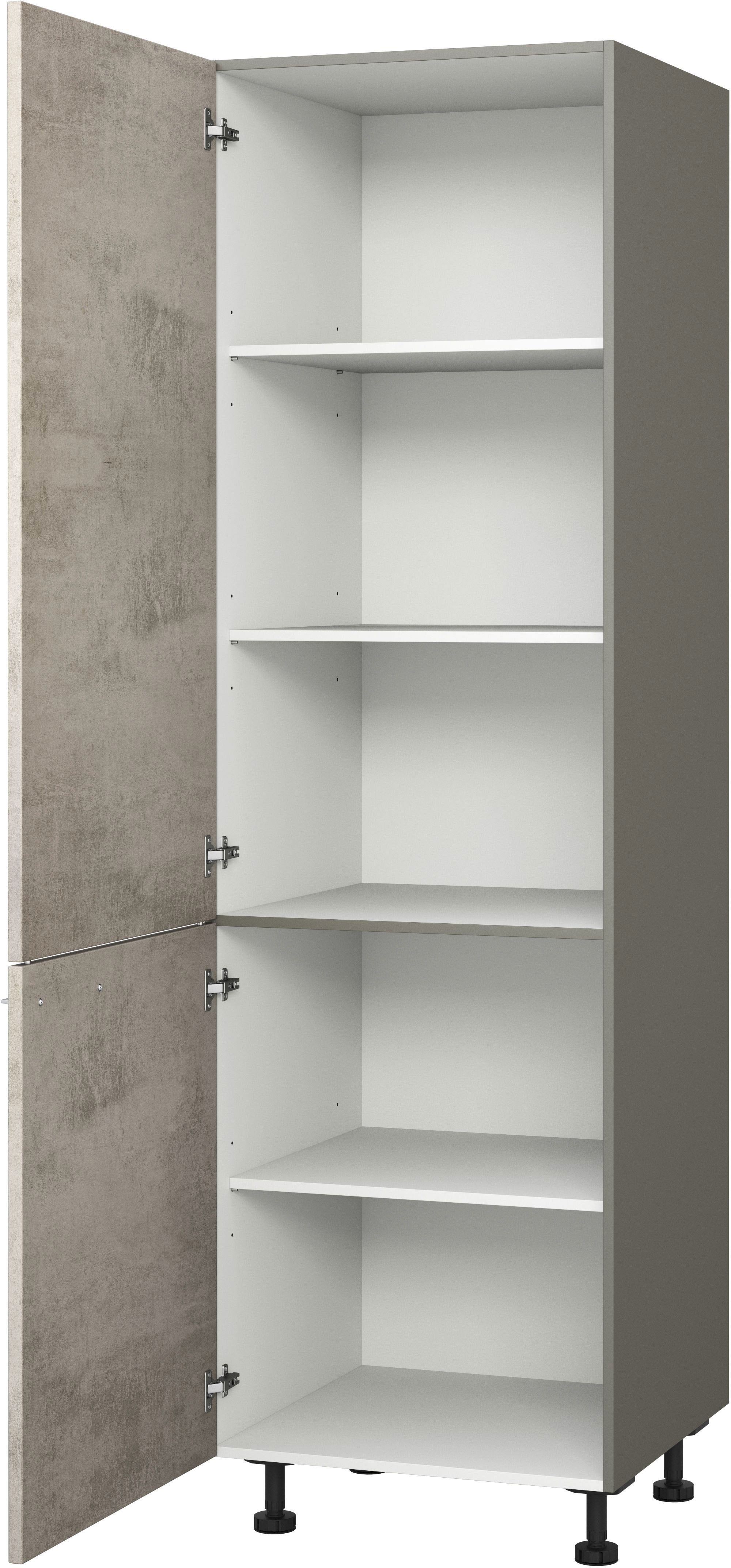 Vorratsschrank KOCHSTATION "KS-Trea SV60-195", grau (betonfarben hell, anthrazit), B:60cm H:195cm T:56cm, Schränke, Vorratsschrank, Höhe 195 cm, Breite 60 cm