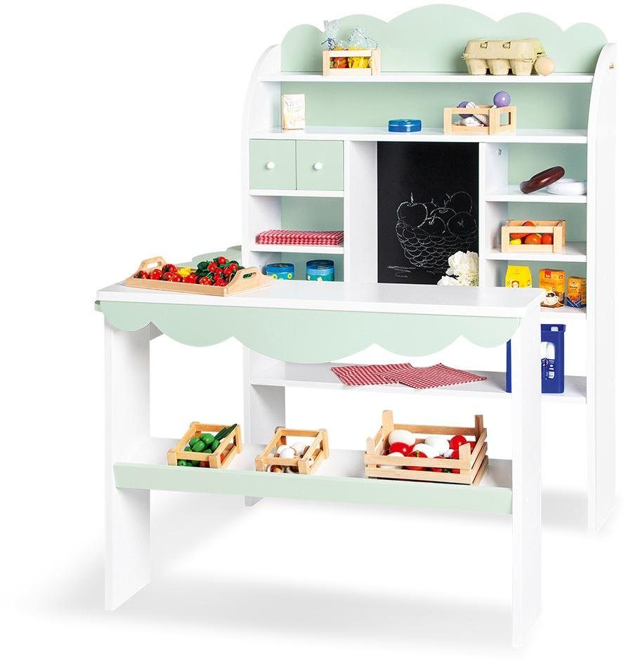 Kaufladen PINOLINO "Wilma", blau (weiß, türkis), Kaufläden, KinderB:82cm H:101cm T:86cm, MDF, B:82cm H:101cm T:86cm