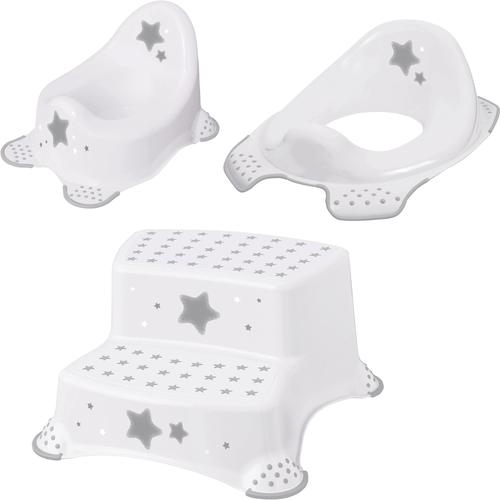 "Töpfchen KEEEPER ""Stars, weiß"" weiß Baby Töpfchen Baby-Toilettensitz Baby-Toilette Kinderpflege-Set - Töpfchen, Toilettensitz und Tritthocker"