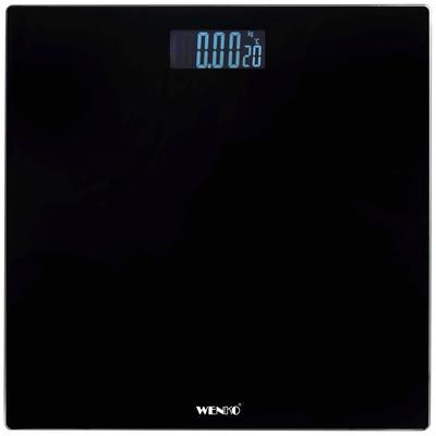Personenwaage WENKO, schwarz, B:31,2cm H:2,2cm T:28cm, Glas, Kunststoff, Personenwaagen, digitale Körperwaage mit LCD-Display