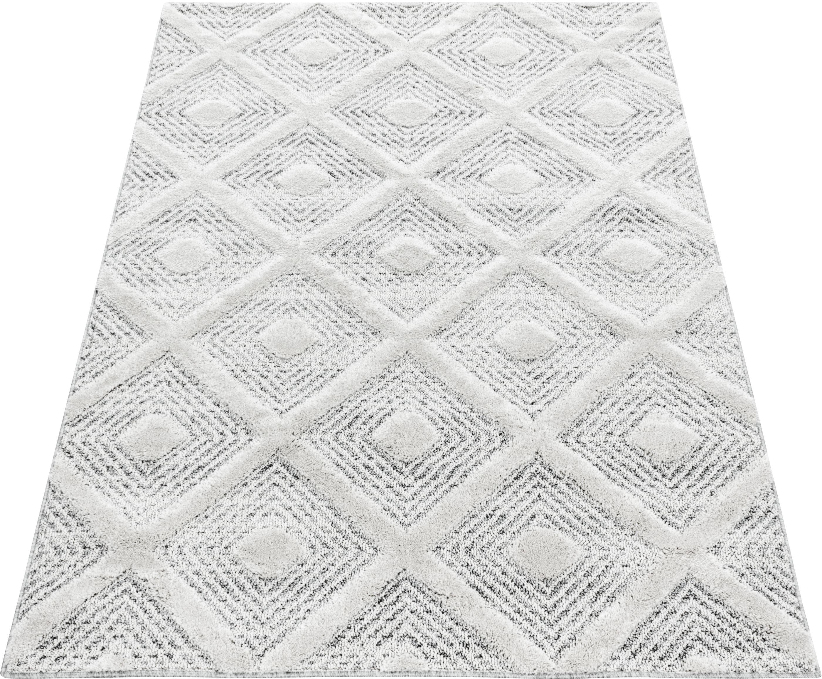 Teppich AYYILDIZ TEPPICHE "PISA 4707", grau, B:280cm H:20mm L:370cm, Polypropylen (PP), Teppiche, Läufer, rund, Hoch Tief Struktur, Wohnzimmer,Schlafzimmer Image