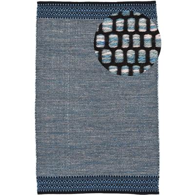 Teppich CARPETFINE "Kelim Mia, auch als Läufer erhältlich", blau, B:200cm H:6mm L:290cm, Baumwolle, Teppiche, handgewebt, Baumwolle, Wendeteppich, Fleckerl, Bordüre, Wohnzimmer Image