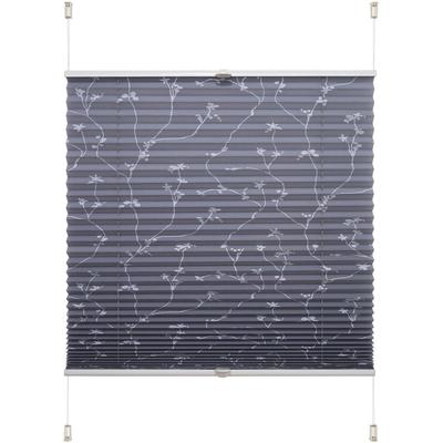 Plissee LIEDECO "Klemmfix-Plissee Ranke grau" Gr. 12, grau (grau, weiß), B:90cm H:210cm, Obermaterial: 97% Polyester, 3% Metall, Plissees, Klemmfix-Plisse mit floralem Druck Image