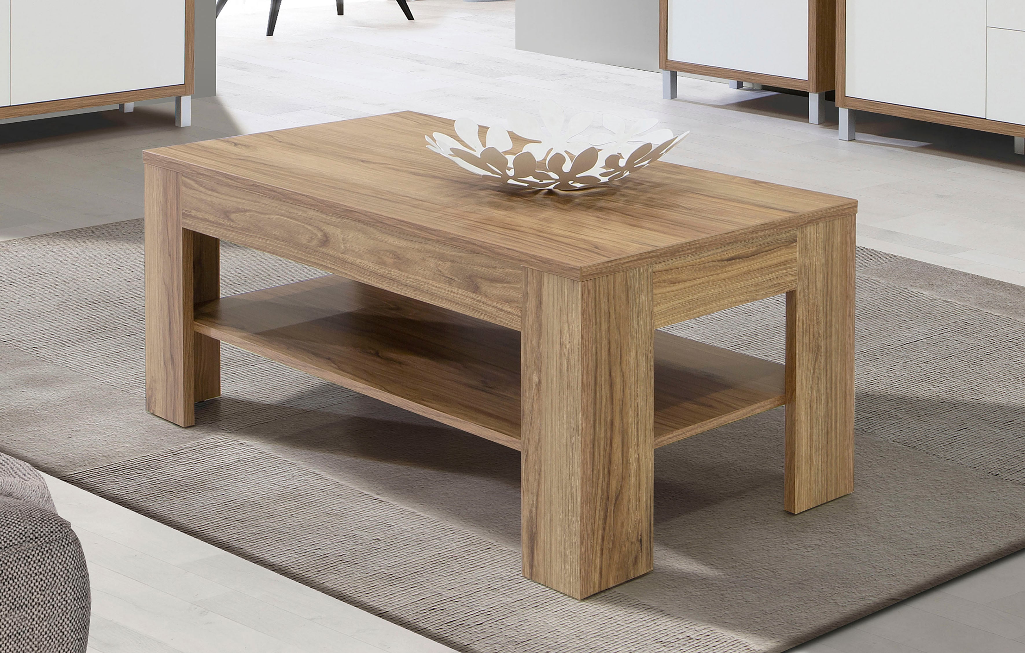 Couchtisch FORTE "Freetown", braun (catania eiche, catania eiche, catania eiche), B:110cm H:45,5cm T:60cm, Tische, Couchtisch Eckige Couchtische Holz-Couchtische, Breite ca. 110 cm