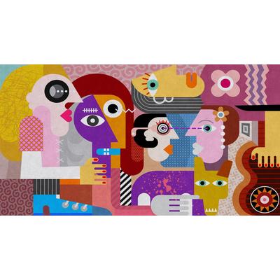 Fototapete LIVING WALLS "Walls by Patel Couples 1", beige (beige, blau), B:5m L:2,7m, Vlies, Tapeten, Vlies, Wand, Schräge