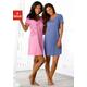 Nachthemd VIVANCE DREAMS, Damen, Gr. 56/58, N-Gr, bunt (rosa, blau), Single Jersey, Obermaterial: 100% Baumwolle, bedruckt, geblümt, unifarben, casual, bequem kurz, Rundhals, Kurzarm eingesetzt, Kleider, mit Blumenprint, Topseller