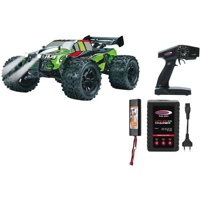 RC-Monstertruck JAMARA "Akron Monstertruck BL 4WD", grün (grün, schwarz), Fernlenkfahrzeuge, KinderB:33,0cm H:19,5cm, 1:10, 2,4 GHz, Wheelybar, B:33,0cm H:19,5cm