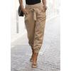 Strandhose BUFFALO, Damen, Gr. 36, N-Gr, grau (taupe), Web, Obermaterial: 85% Baumwolle, 15% Leinen. Bündchen: 95% Baumwolle, 5% Elasthan, unifarben, casual, figurumspielend knöchelfrei, Hosen, aus Leinen-Mix, Leinenhose, Sommerhose, Strandmode,...
