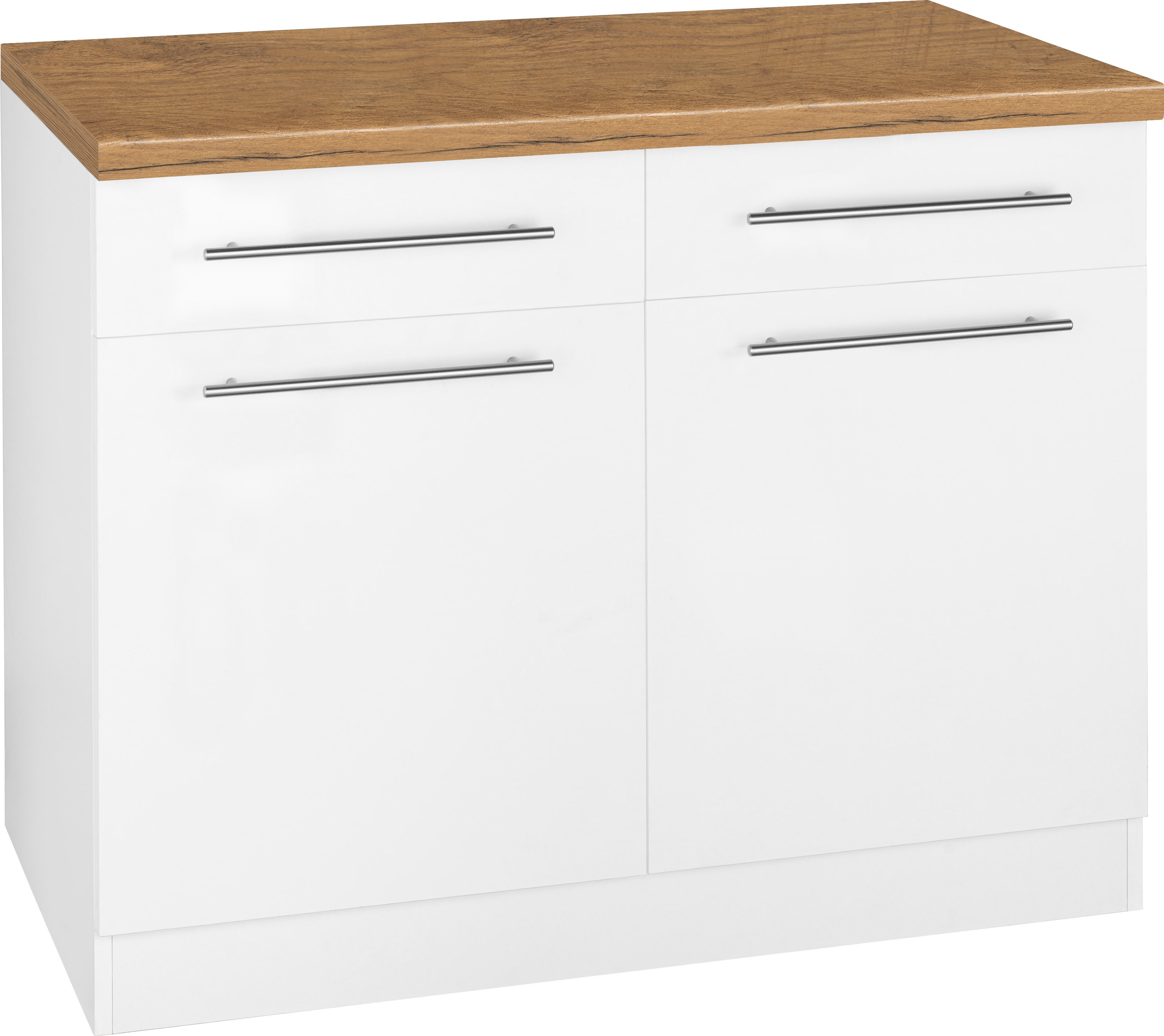 Unterschrank WIHO KÜCHEN "Unna", weiß (front und korpus: weiß, arbeitsplatte: kastelleiche), B:100cm H:85cm T:60cm, Schränke, 100 cm breit Image