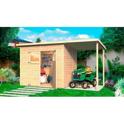 Gartenhaus KONIFERA "Amrum 3 aus naturbelassenem Fichtenholz", beige (naturbelassen), Fußboden im Gartenhaus, ohne Dacheindeckung, Gartenhäuser, inklusive Fußboden