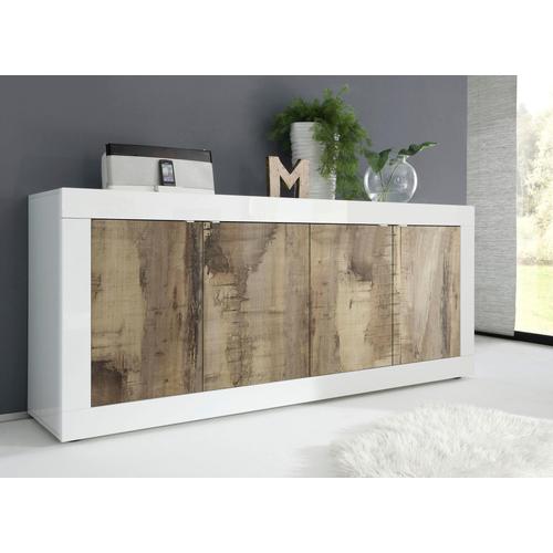 „Sideboard LC „“Basic““ Sideboards Gr. B/H/T: 207 cm x 86 cm x 43 cm, weiß (weiß hochglanz lack, pero) Sideboards 207 cm“