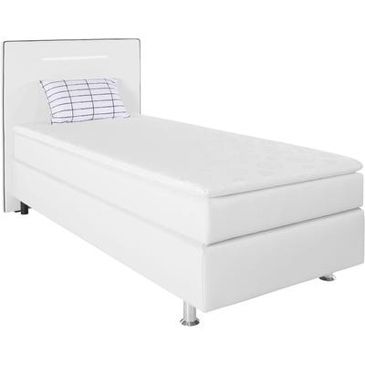 Boxspringbett COLLECTION AB "London, inklusive Topper und Kissen, mit LED-Beleuchtung", schwarz-weiß (weiß, schwarz), B:100cm L:206cm, Komplettbetten, Boxspringbett, Boxspringbett erhältlich in 90cmx200cm, 140cmx200cm & 180cmx200cm Image