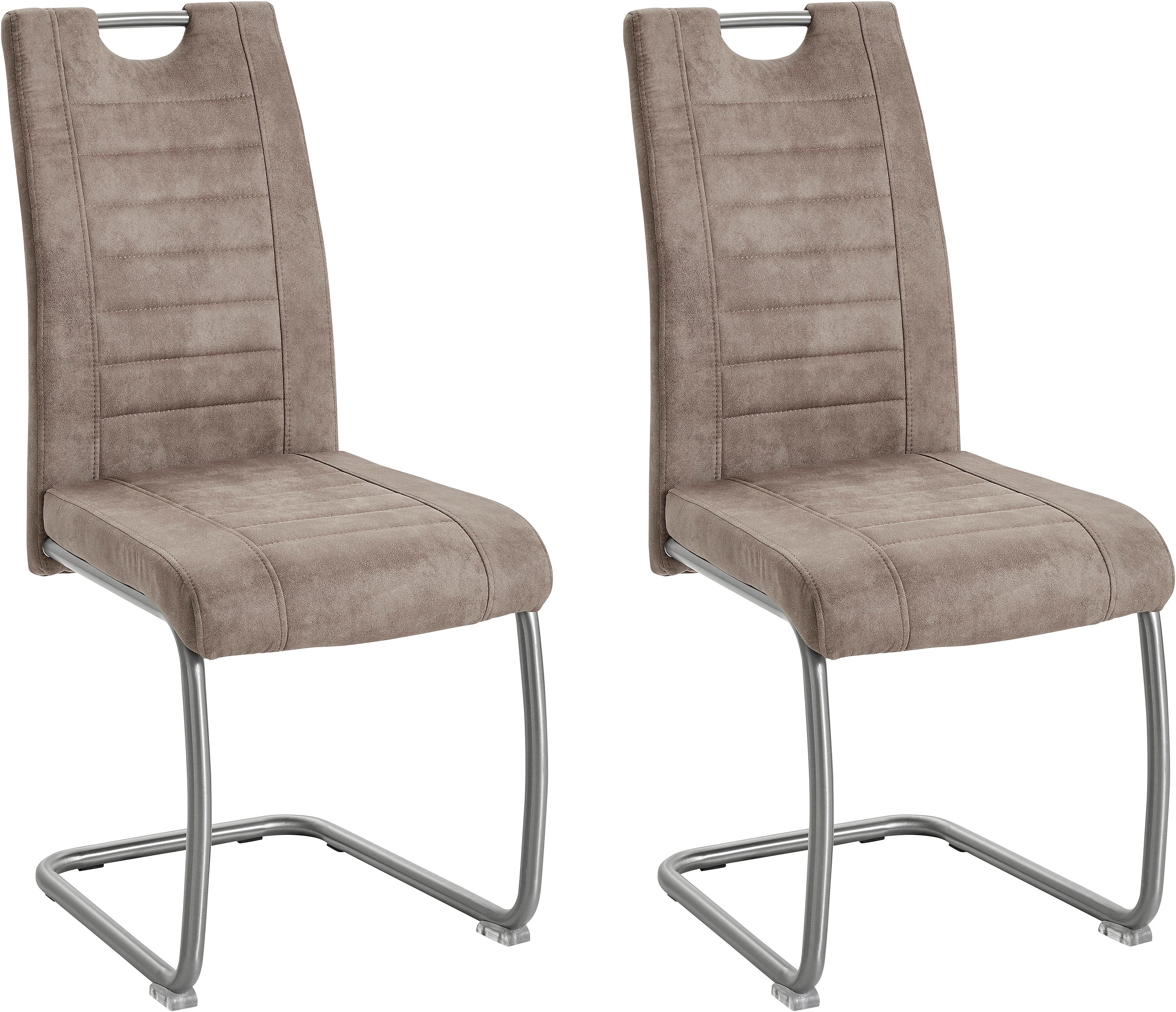 Esszimmerstuhl HELA "Ulla", braun (vintage schlamm, silberfarben), B:43cm H:98cm T:59cm, 100% Polyester, Stühle, Esszimmerstuhl, Schwingstuhl, 2 oder 4 Stück