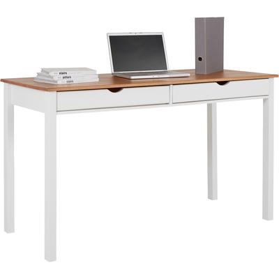 Schreibtisch INOSIGN "Gava" Tische Gr. B/H/T: 140 cm x 80 cm x 60 cm, weiß (weiß, naturfarben, weiß, naturfarben) Büroschreibtisch Holz-Schreibtische Schreibtisch Schreibtische Tisch