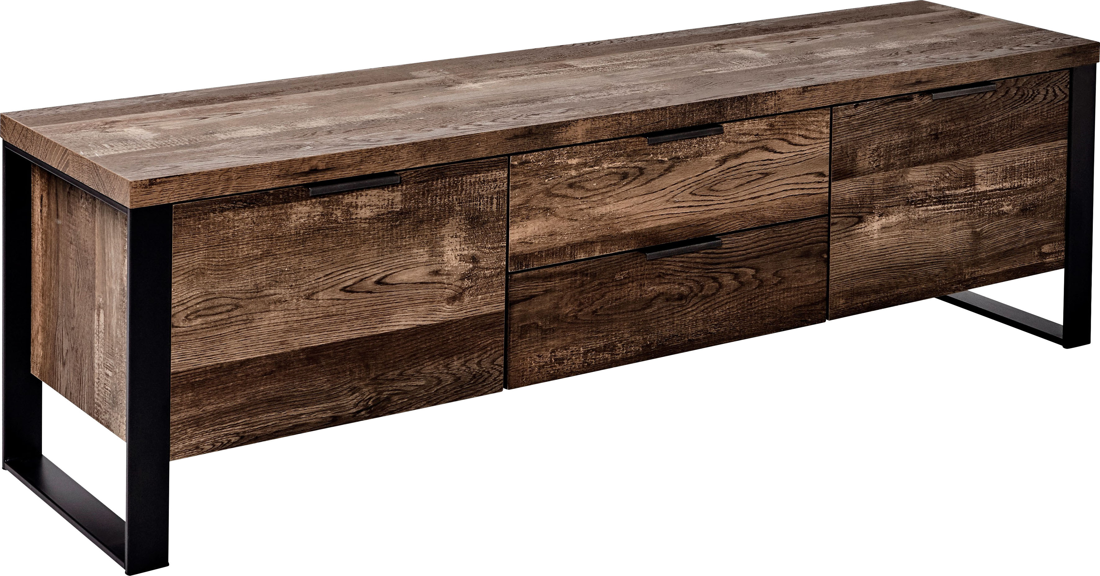 TV-Board JAHNKE "LOOP", braun (vintage eiche), B:152,4cm H:45cm T:39,5cm, Holzwerkstoff, Sideboards, TV-Board, Breite ca. 152 cm