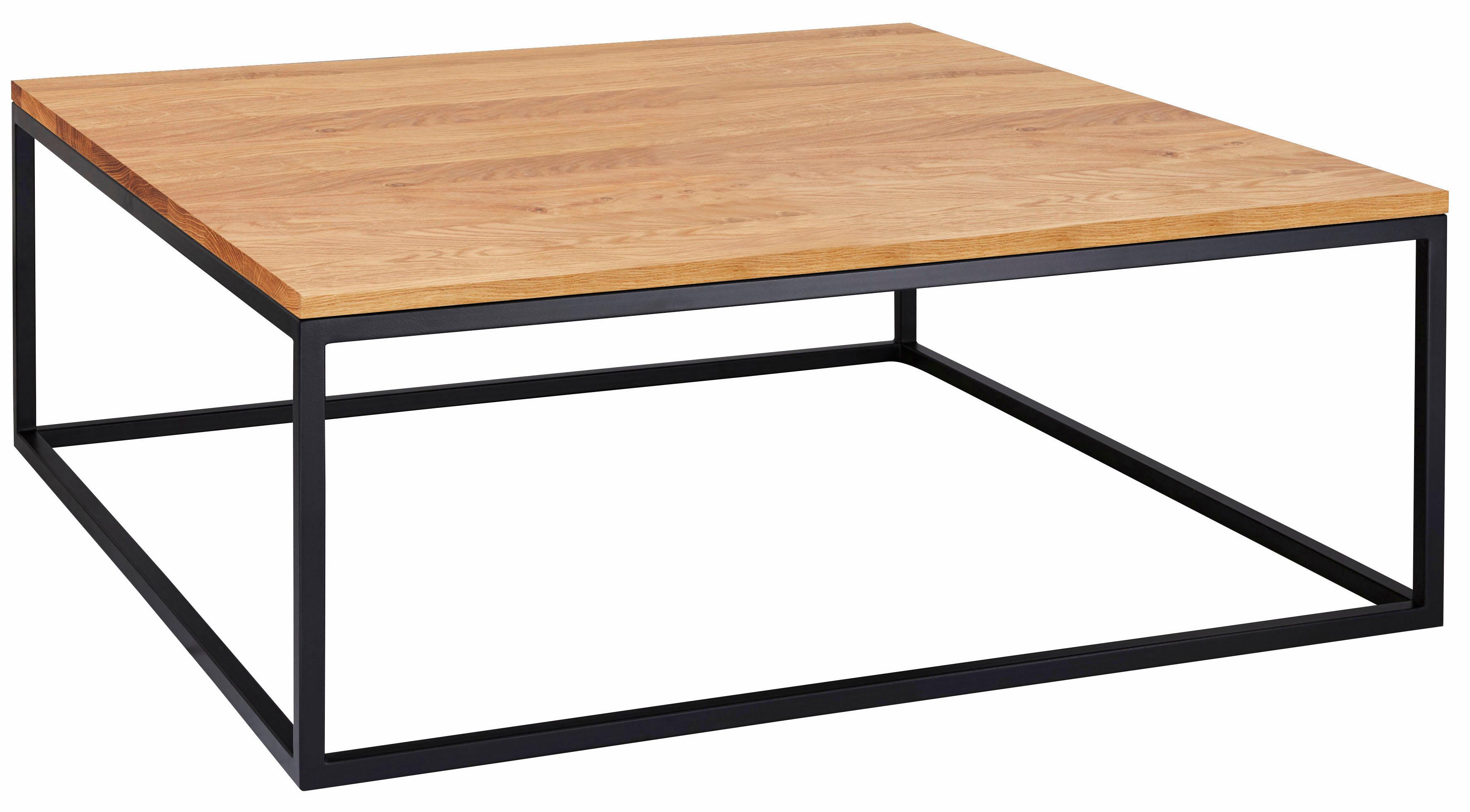 Couchtisch HOME AFFAIRE "Voorst", beige (natur geölt), B:80cm H:37cm T:80cm, Tische, Couchtisch, aus massiver Eiche und Metallgestell