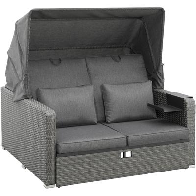 Loungebett KONIFERA "Sylt", grau, B:146cm H:65cm T:133cm, Sofas, ausziehbares Sofa, Hängetisch, mit klappbarem Dach, Strandkorb, Topseller Image