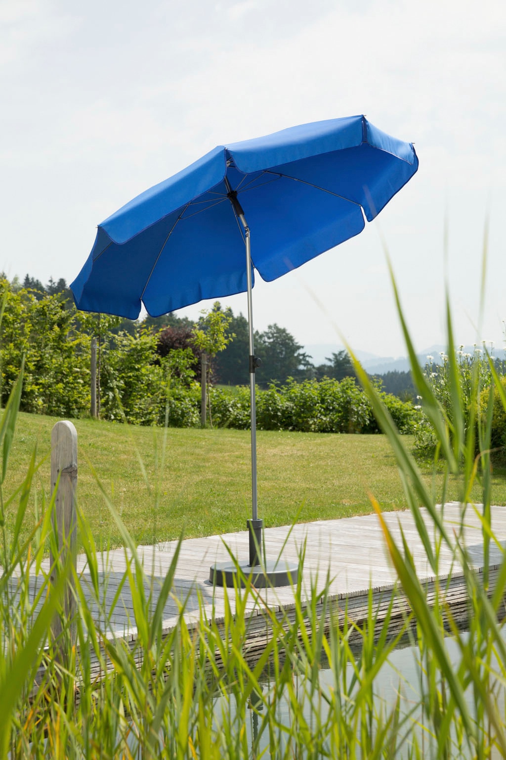 Sonnenschirm SCHNEIDER SCHIRME "Locarno", blau, Obermaterial: 100% Polyester, Standschirme, abknickbar, ohne Schirmständer