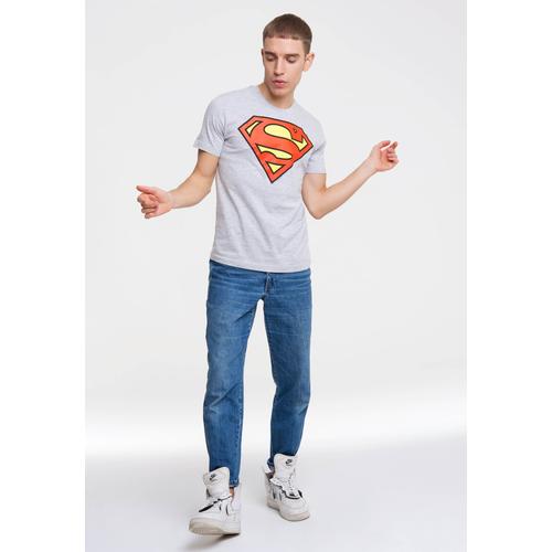 T-Shirt LOGOSHIRT ""SUPERMAN - LOGO"" Gr. M, grau Herren Shirts mit Superhelden-Logo