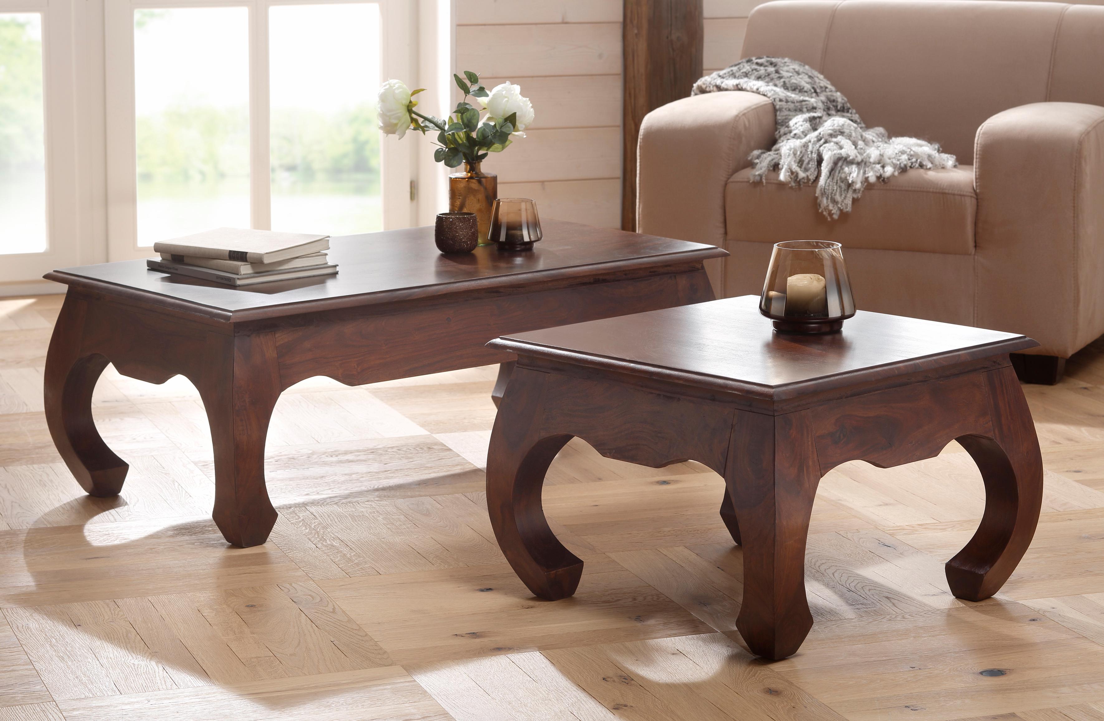 Couchtisch HOME AFFAIRE "Kumar", braun, B:110cm H:40cm T:60cm, Tische, Couchtisch, mit geschwungenen Beinen, in 2 Breiten