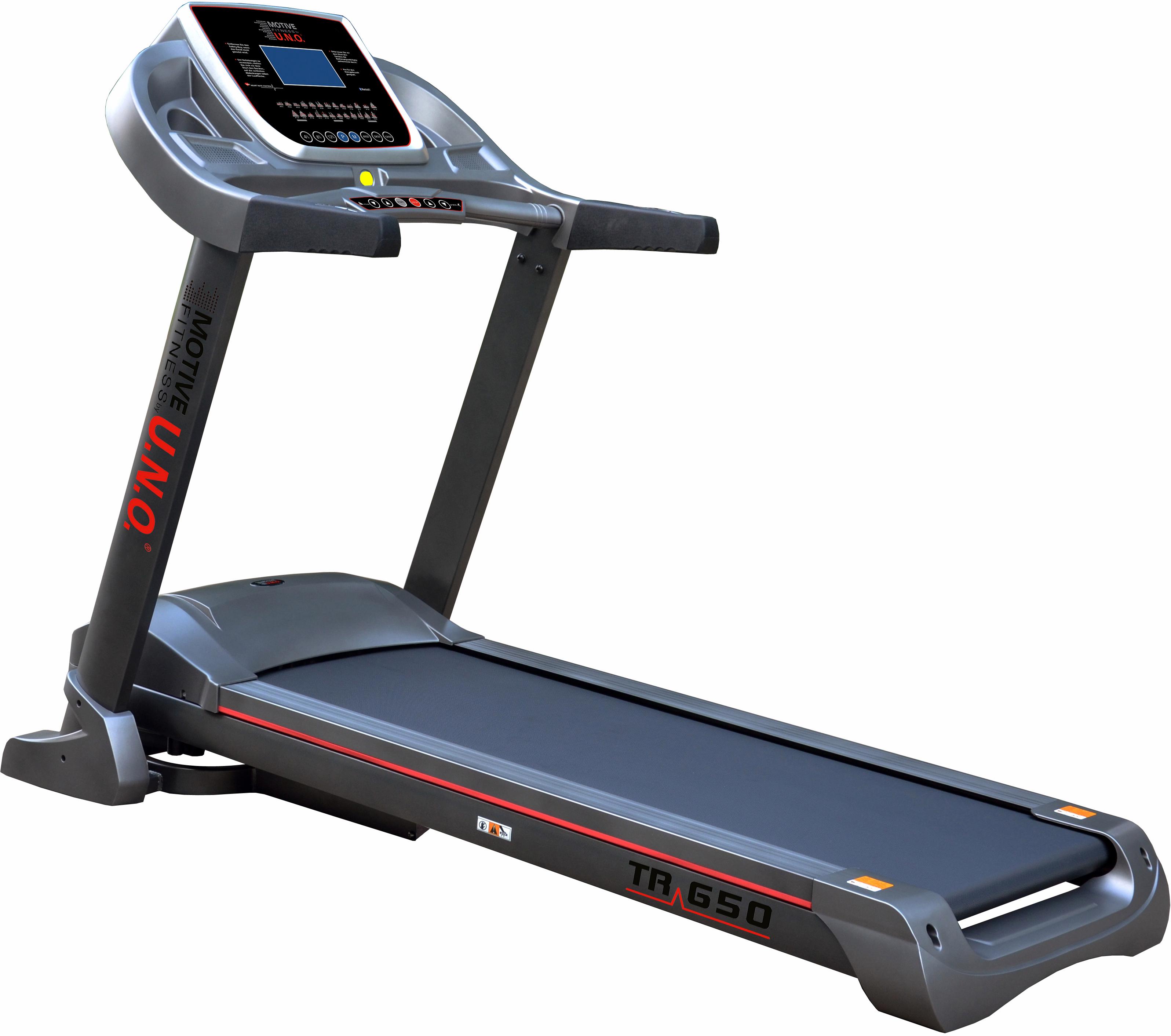 Laufband "TR 650 (mit/ohne Unterlegmatte)" Gr. 1, grau (grau, schwarz), MOTIVE FITNESS BY U.N.O., Laufbänder, ohne Unterlegmatte, bis max. 24 km/h, B:91cm H:140cm L:195cm Image