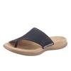 Zehentrenner GABOR, Damen, Gr. 37, blau (nachtblau), Nubukleder, sportlich, Schuhe, Keilabsatz, Sommerschuh, Dianette mit kontrastfarbiger Stickerei, Topseller