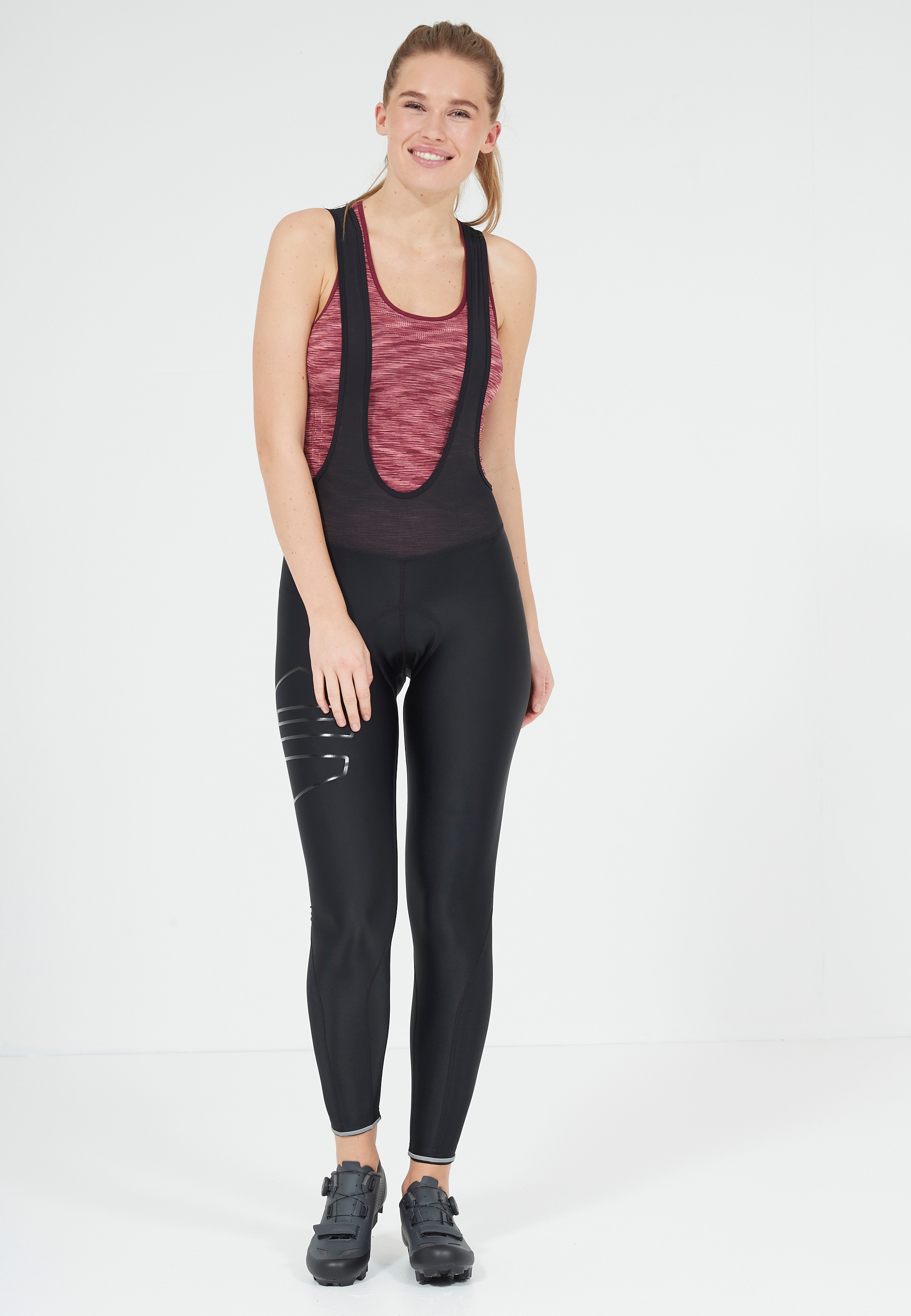 Radhose ENDURANCE "Jayne Long", Damen, Gr. 46, EURO-Größen, schwarz, 72% Polyamid, 28% Elasthan, bedruckt, unifarben, lang, Hosen, mit extra weichem Polster Image