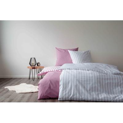 Wendebettwäsche SETEX "Baumwoll Streifen", lila (mauve), B/L: 135cm x 200cm, , Renforcé, B/L: 80cm x 80cm, Renforcu00e9, Obermaterial: 100% Baumwolle, Bettwäsche, in tollen Unifarben und gestreift Image