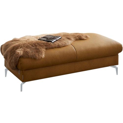 „Polsterhocker W.SCHILLIG „“piedroo““ Hocker Gr. B/H/T: 141 cm x 42 cm x 70 cm, Longlife Xtra-Leder Z69, gelb (kurkuma z69) Polsterhocker Füße in Silber matt“
