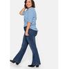 Bootcut-Jeans SHEEGO "Große Größen", Damen, Gr. 116, Langgrößen, blau (blau denim), Obermaterial: 75% Baumwolle, 24% Polyester, 1% Elasthan, unifarben, casual, lang, Jeans, in 5-Pocket-Form, mit Used-Effekten
