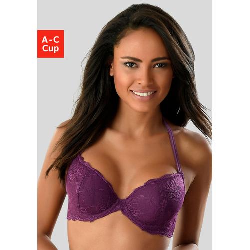 Push-up-BH VIVANCE Gr. 75, Cup B, lila Damen BHs BH Hochzeitsdessous Hochzeitswäsche Push-up-BH Spitzen-BH Spitzenwäsche Spitzen-BHs mit 2 Tragevarianten, Dessous