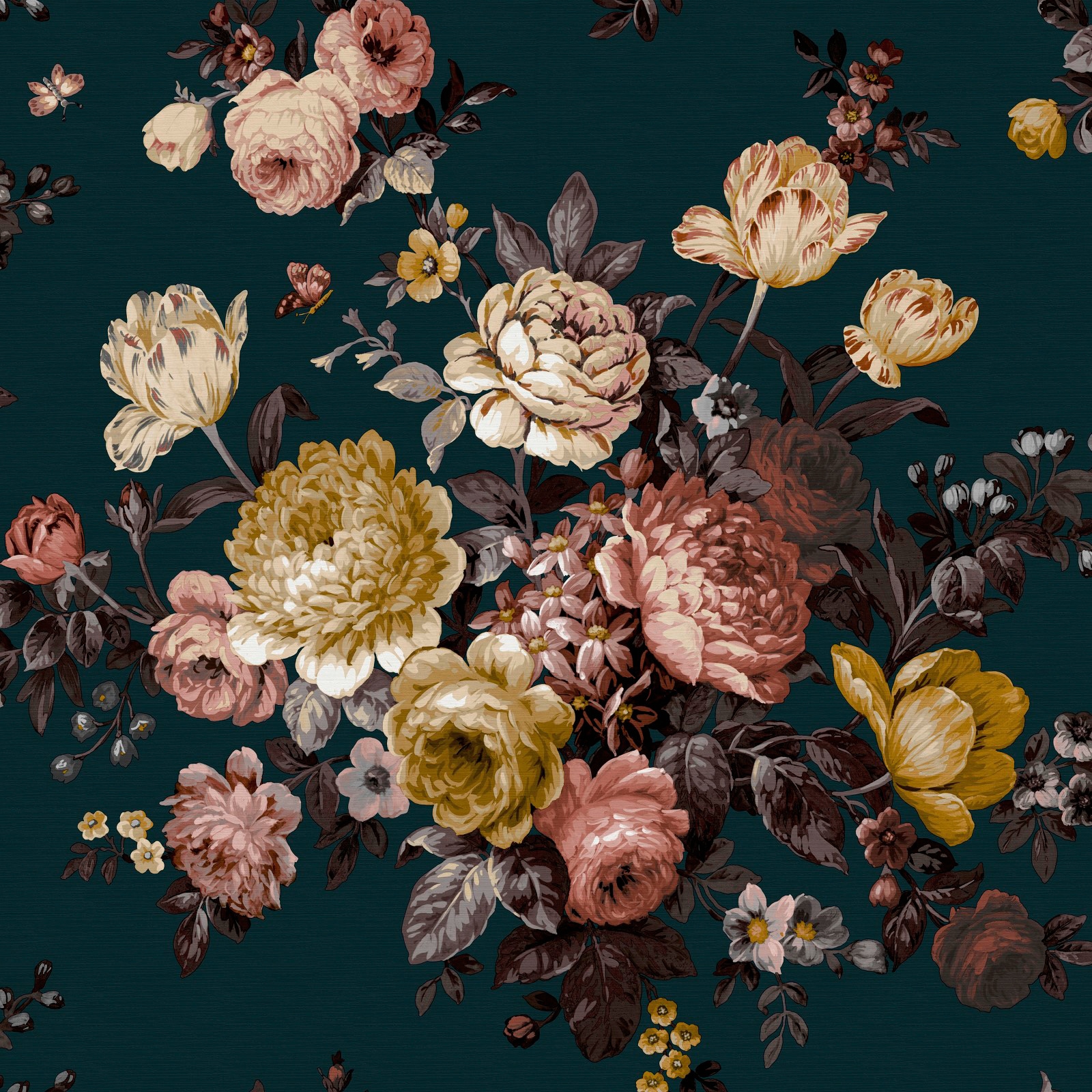 Vliestapete WOW "Bouquet Blau", blau, B:0,52m L:10m, Vlies, Tapeten, FSC zertifiziert, mit lebhaftem Druck, 10 Meter Länge